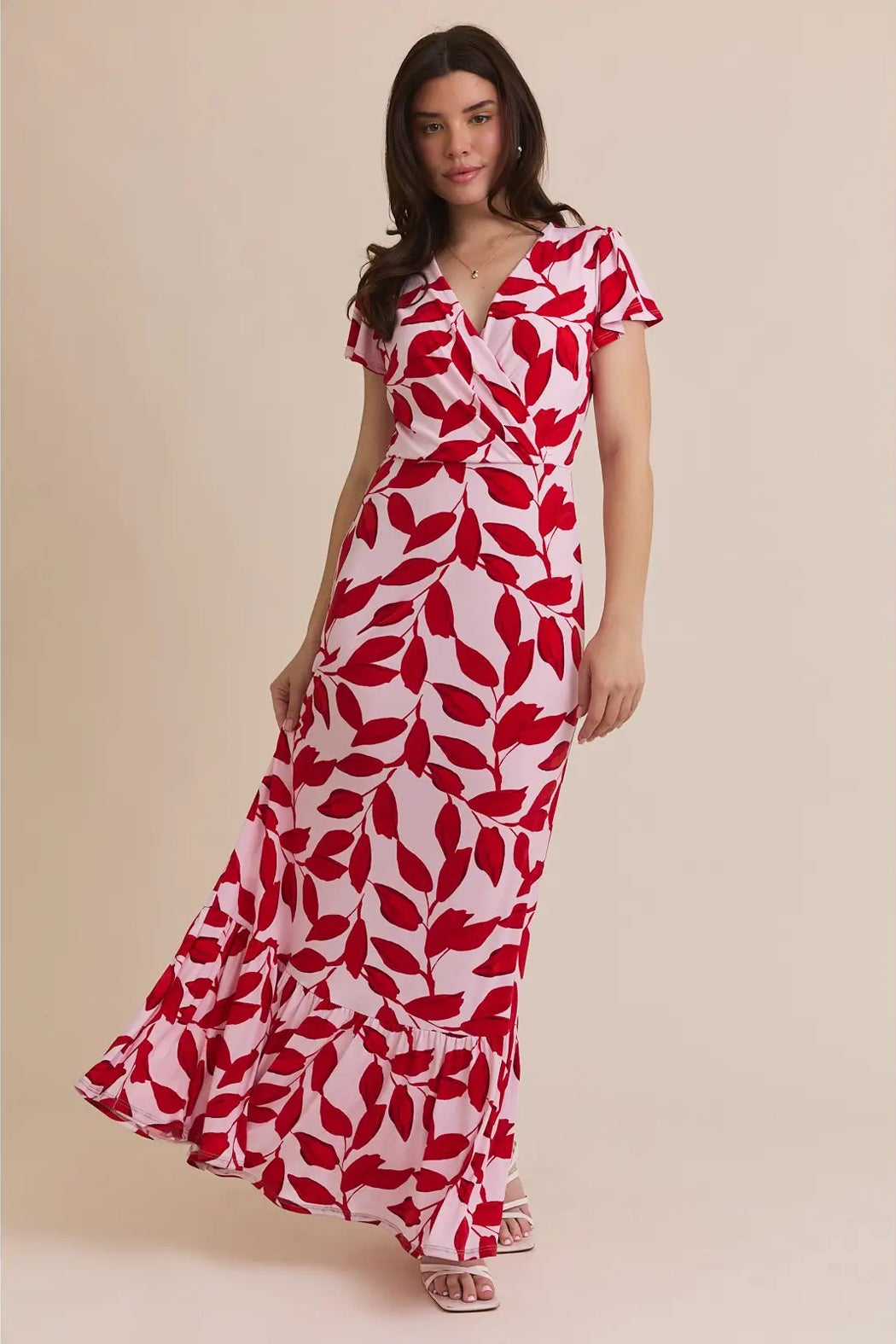 knee length dresses for ladies Verbena Floral Ingrida Surplice Maxi Dress KELLY-BLUES / Xs by Sugarlips main image 0